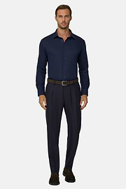 Broek van Wolflanel, Navy blue, thumb, 2