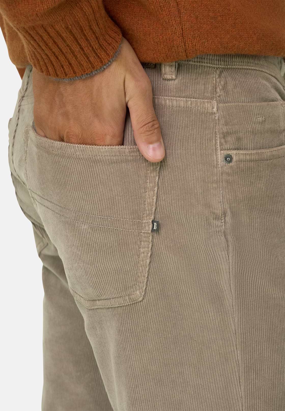 Jeans in Stretch Velvet, Mud, hi-res, 3