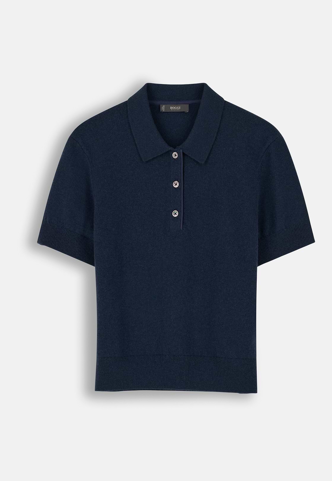 Polo in Knitted Fabric Wool Cashmere, DARK NAVY, hi-res, 5