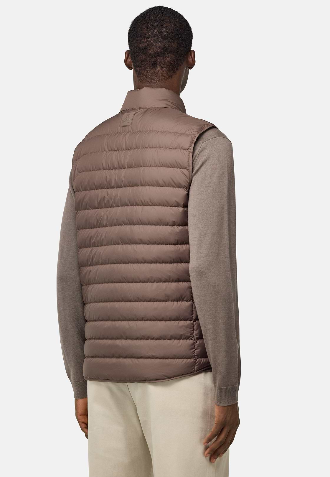 Gilet In Technical Fabric With Goose Down, Taupe, hi-res