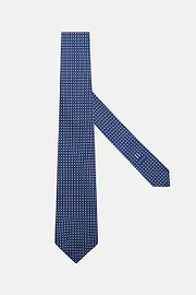 Floral Silk Tie, Blue, hi-res