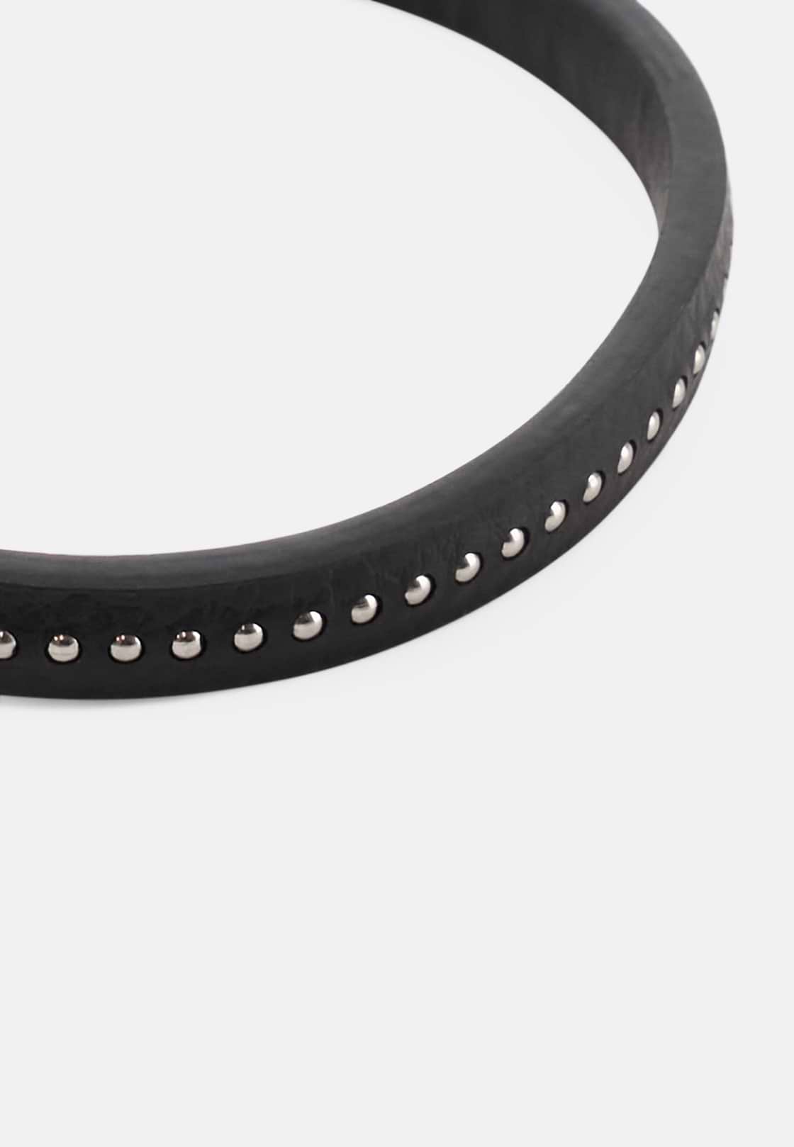 Leather Bracelet with Steel Studs, SLVR, hi-res, 2