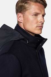 Car Coat Aus Kaschmir-Wolle, Gefüttert, Navy blau, hi-res