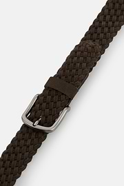 Belt in Woven Suede Leather, Dark brown, thumb, 3