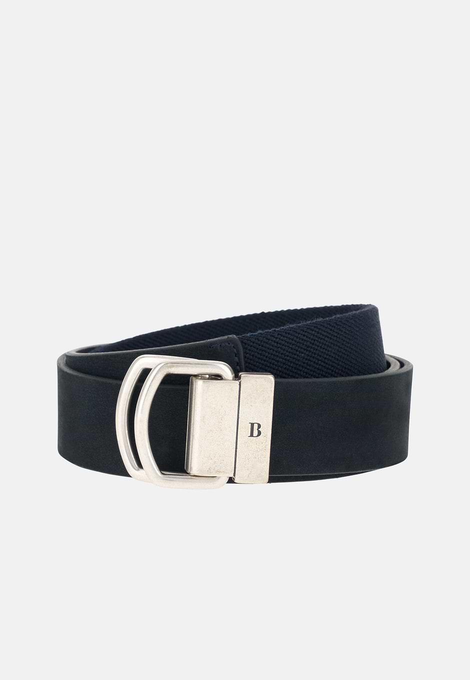 Ledergürtel mit elastischem Band, Navy blau, hi-res