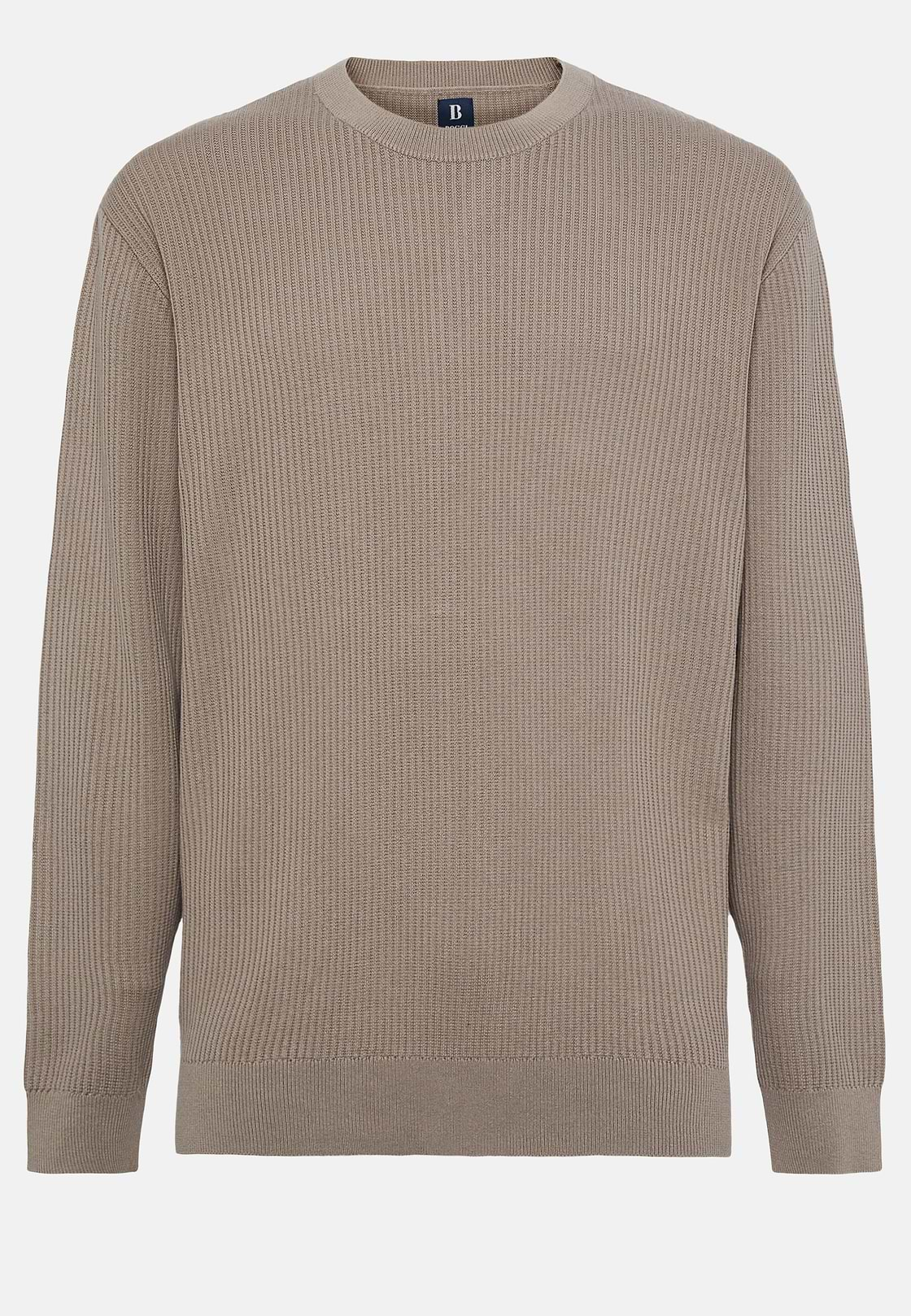 Dove Grey Crew Neck Cotton Jumper, Taupe, hi-res