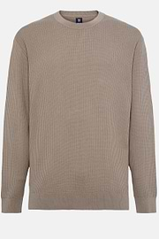 Dove Grey Crew Neck Cotton Jumper, Taupe, hi-res