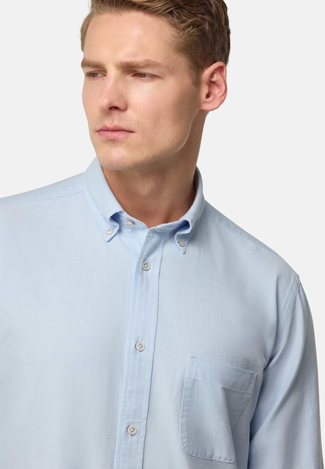 Regular Fit Oxford Cotton Shirt, Light Blue, hi-res