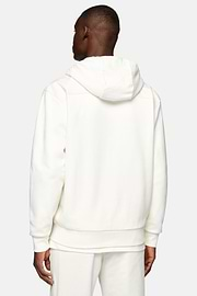 Full Zip Cotton Hooded Sweatshirt, White, hi-res