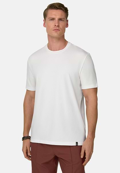 T-Shirt Aus Leistungsstarkem Piqué Mit S-Cafè®-Garn, Weiß, hi-res