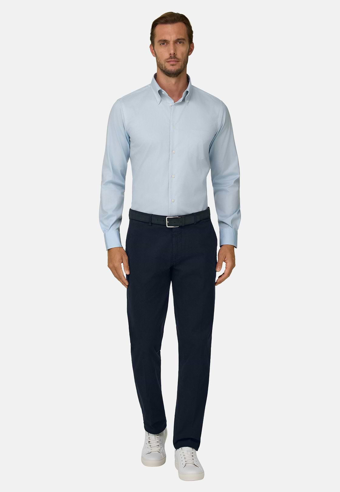 Stretch Cotton Trousers, Navy blue, hi-res, 2