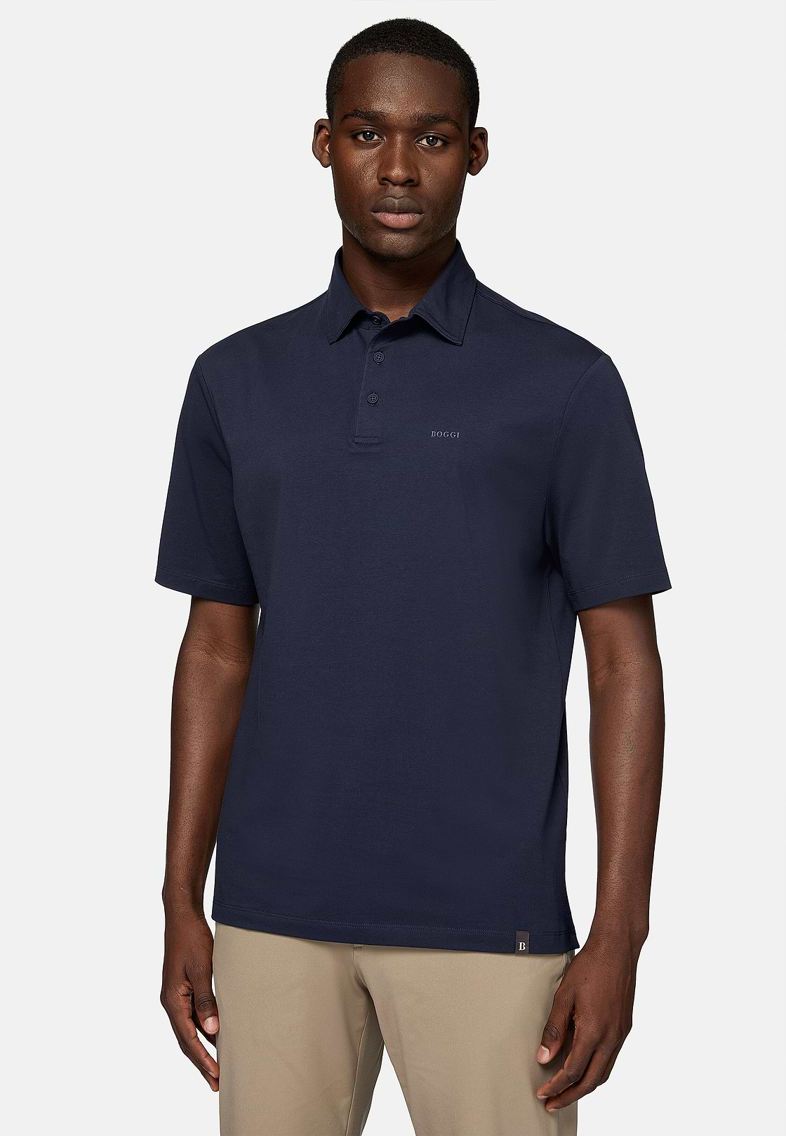 Polo Shirt In Stretch Supima Cotton, Regular, Navy blue, hi-res