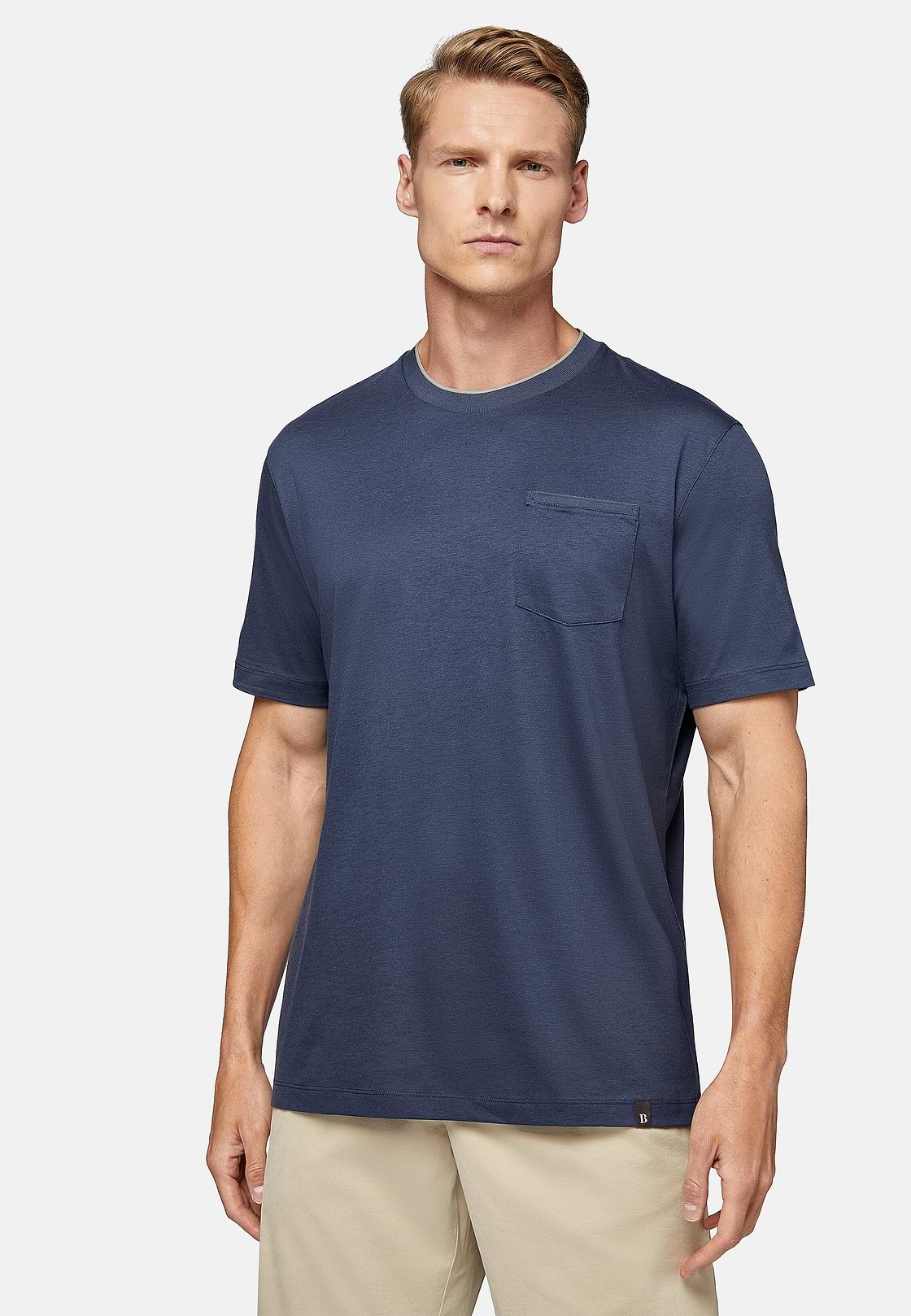 T-Shirt En Jersey De Coton Et Tencel, bleu marine, hi-res