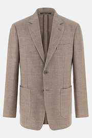 Giacca In Lana Lino E Seta, Taupe, thumb, 5