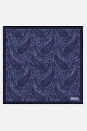 Pocket Square Paisley Print Silk, Navy blue, thumb, 2