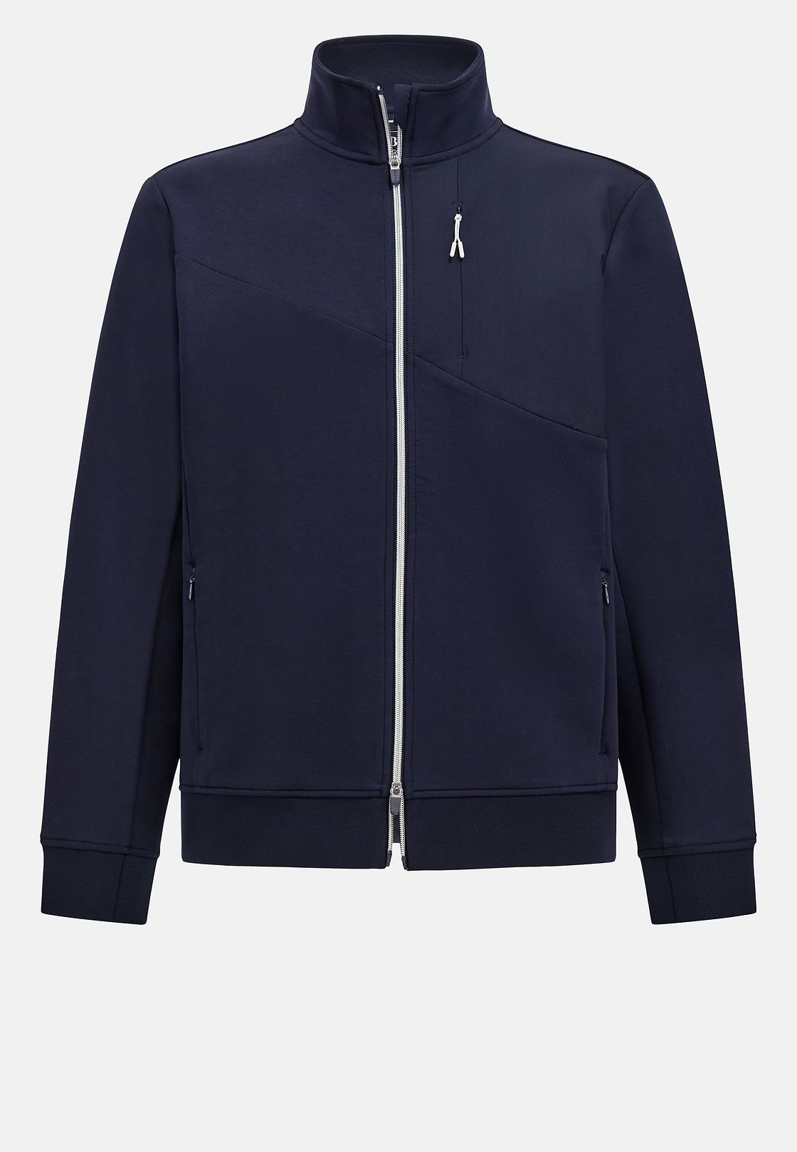 Sweat-Shirt Full Zip En Mélange Coton Et Scuba Léger, bleu marine, hi-res
