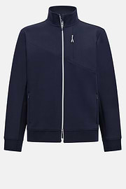 Sweat-Shirt Full Zip En Mélange Coton Et Scuba Léger, bleu marine, hi-res