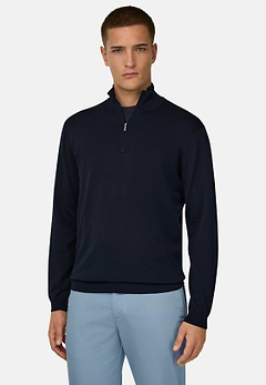 Maglia Mezza Zip In Cotone Seta