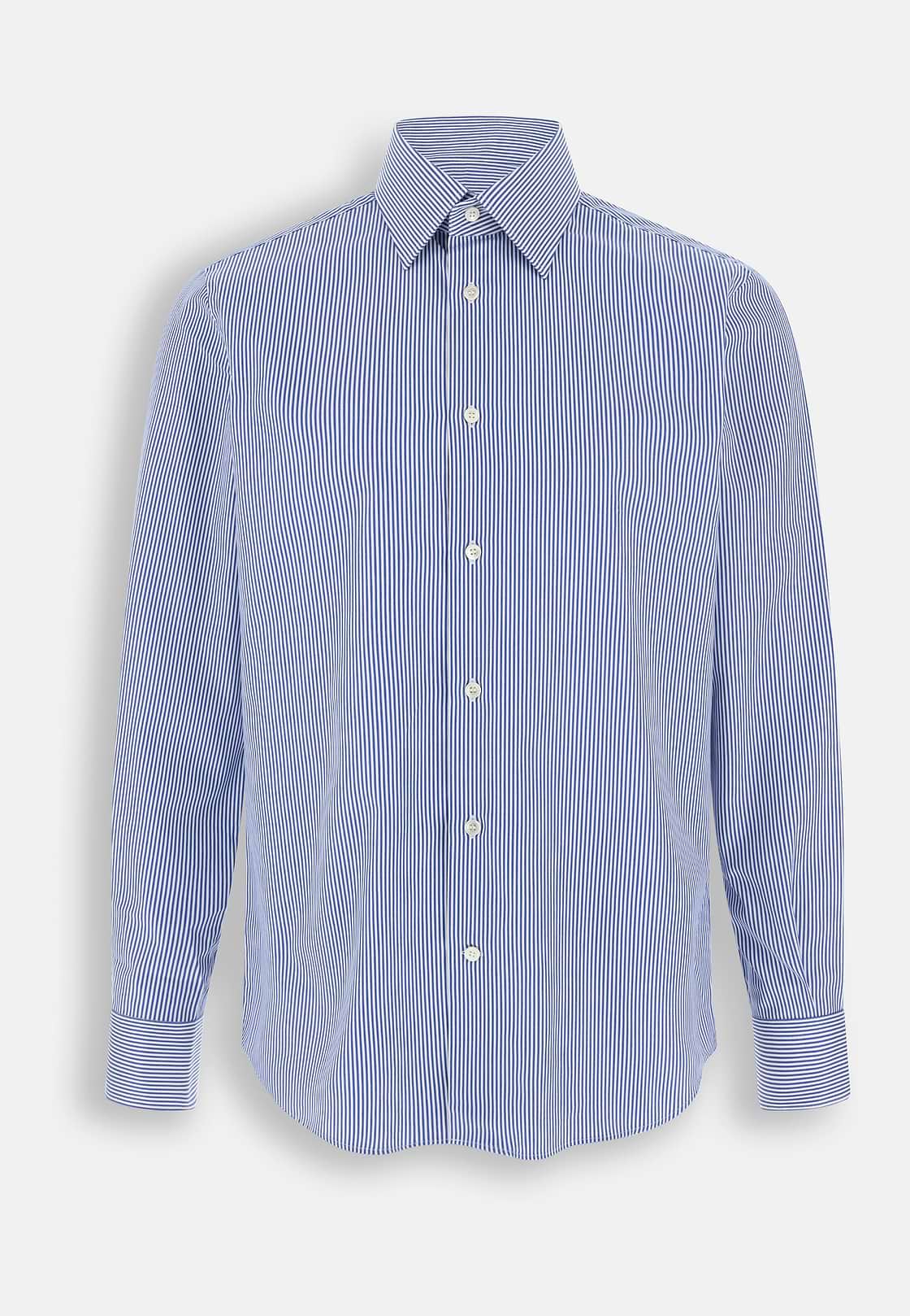 Overhemd Gestreept in Katoen Twill Regular Fit, Blue, hi-res, 7