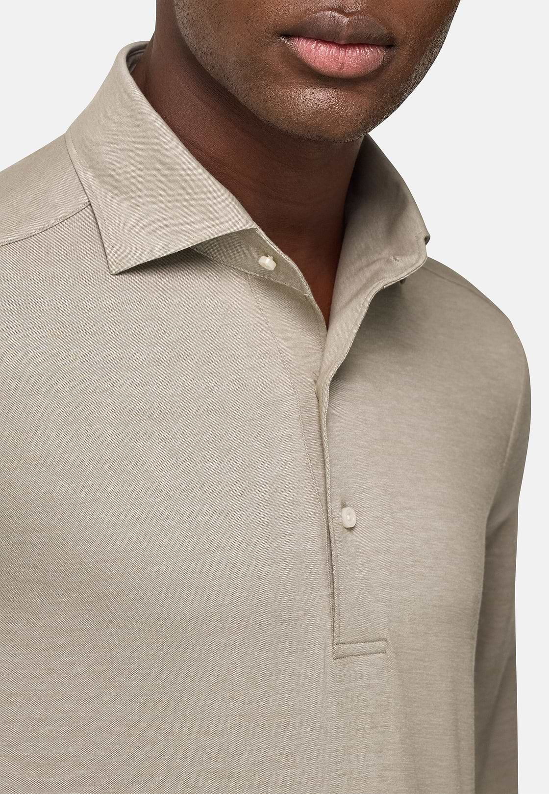 Japanese Jersey Polo Shirt, Taupe, hi-res