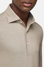 Japanese Jersey Polo Shirt, Taupe, hi-res
