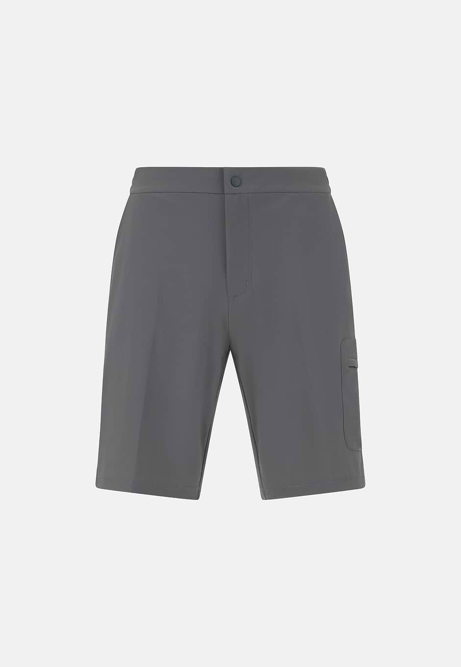 Stretch Nylon Bermuda Shorts, Charcoal, hi-res
