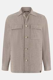 Giacca Camicia In Cotone Lino, Taupe, thumb, 5