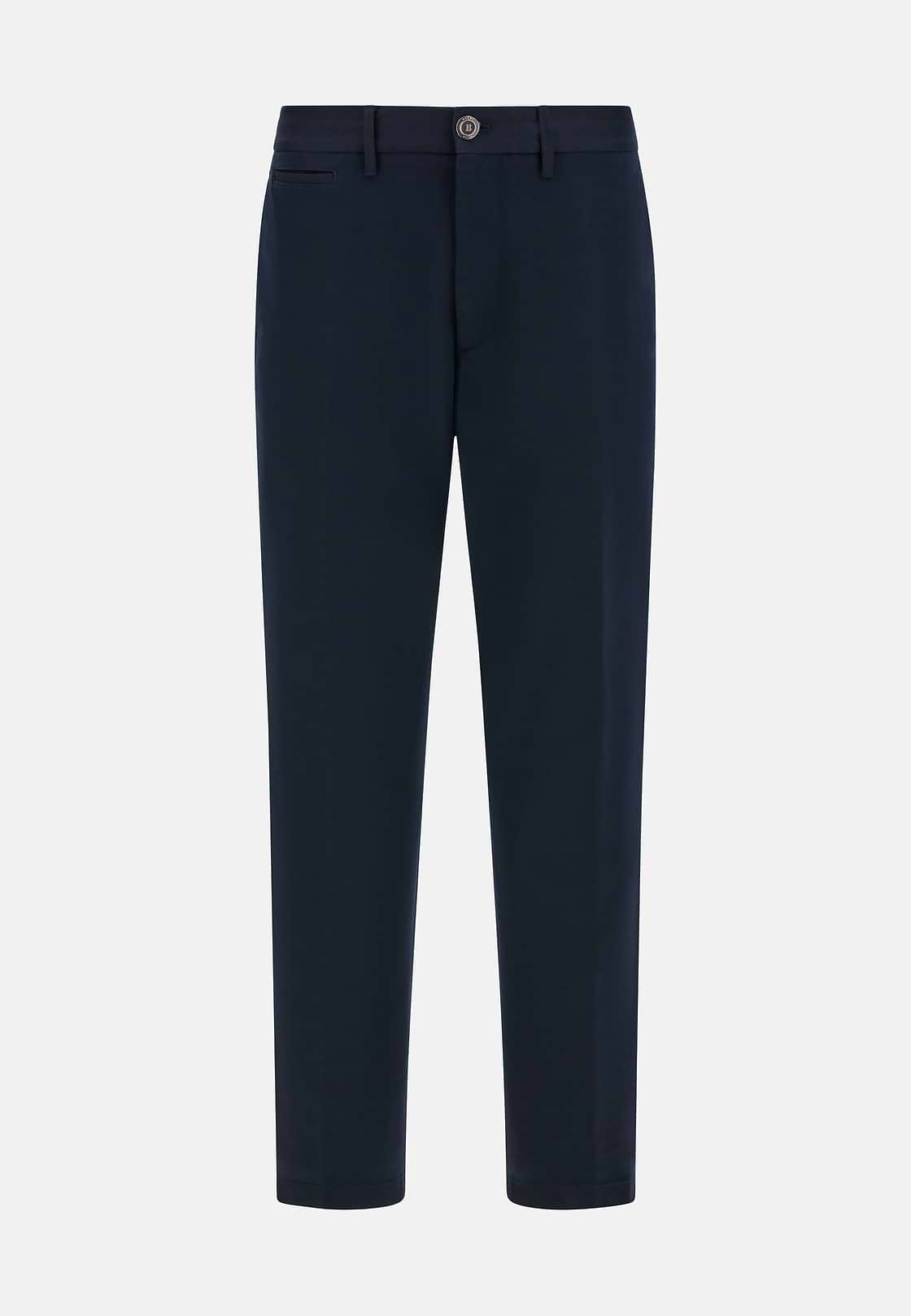 Stretch Cotton Trousers, Navy blue, hi-res