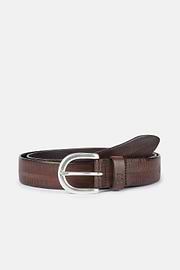 Embossed Leather Belt, Brown, hi-res