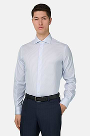 Camicia A Righe In Cotone Regular Fit, Azzurro, thumb, 1