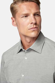 Camicia In Velluto Di Cotone Regular Fit, Grigio, hi-res