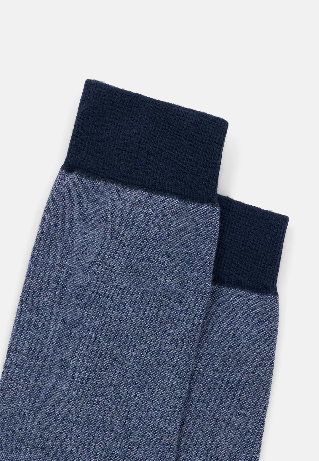 Short Socks Oxford Pattern Cotton Blend, Navy blue, hi-res, 3