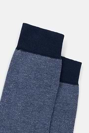 Short Socks Oxford Pattern Cotton Blend, Navy blue, thumb, 3