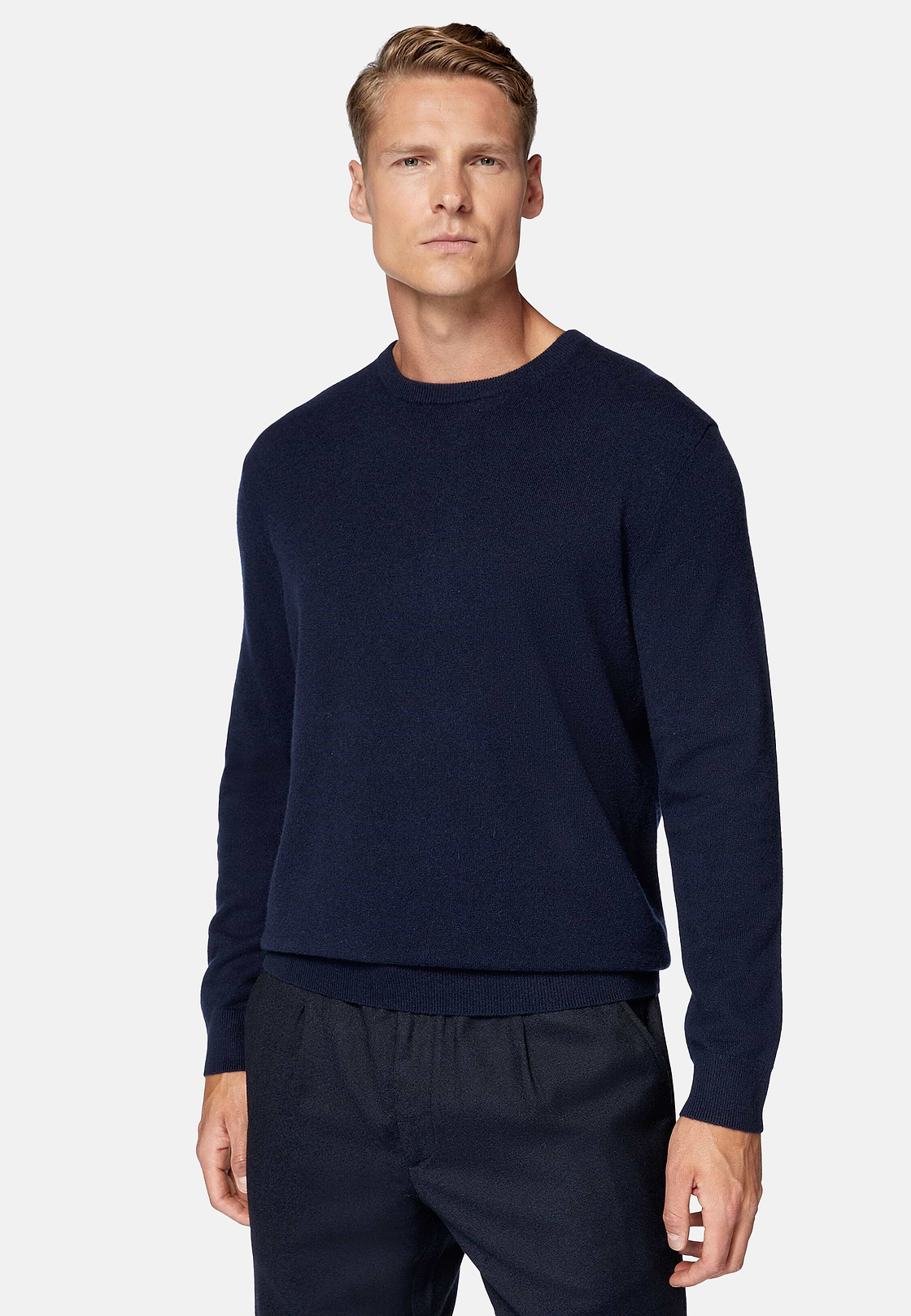 Maglia Girocollo Navy In Cashmere, Navy, hi-res