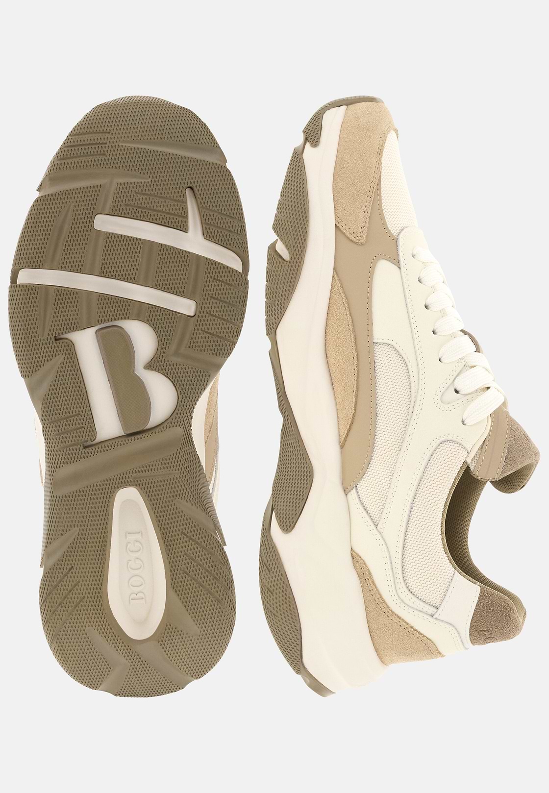 Sneaker Storm aus Leder und technischem Gewebe, Beige, hi-res, 4