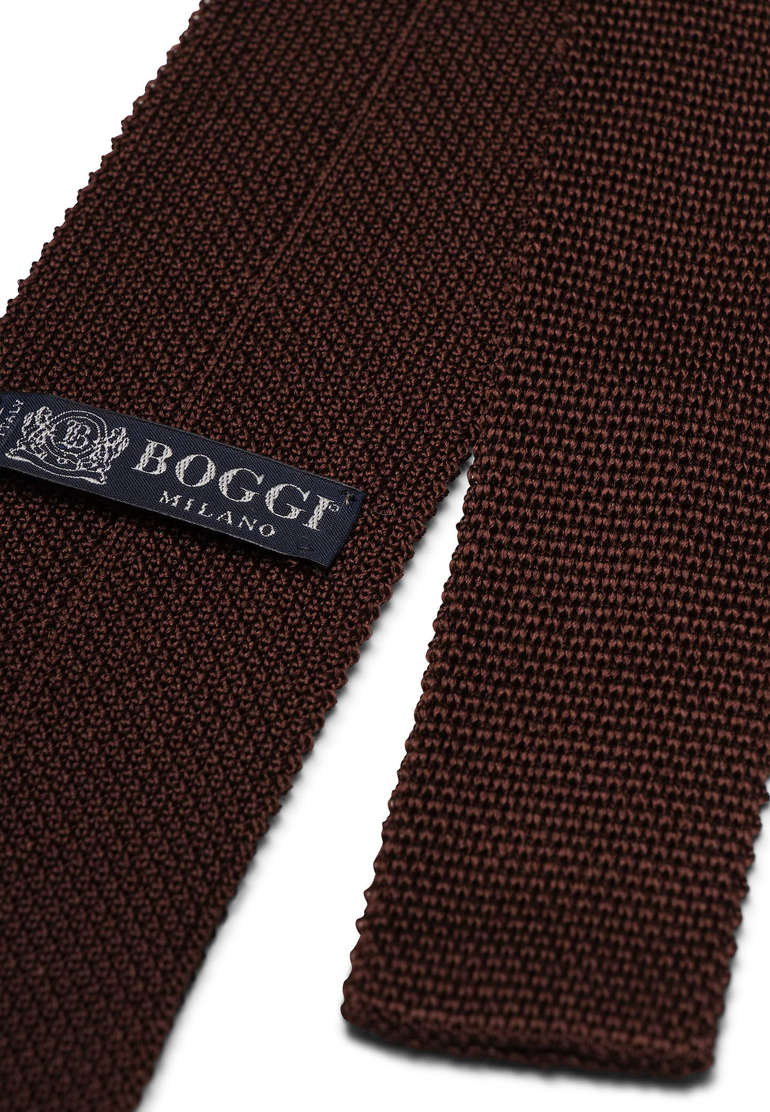 Pure Silk Knitted Tie, Brown, hi-res