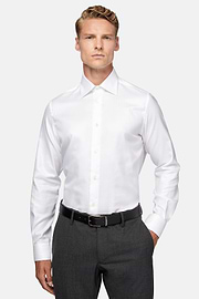 Regular Fit Cotton Twill Shirt, White, hi-res