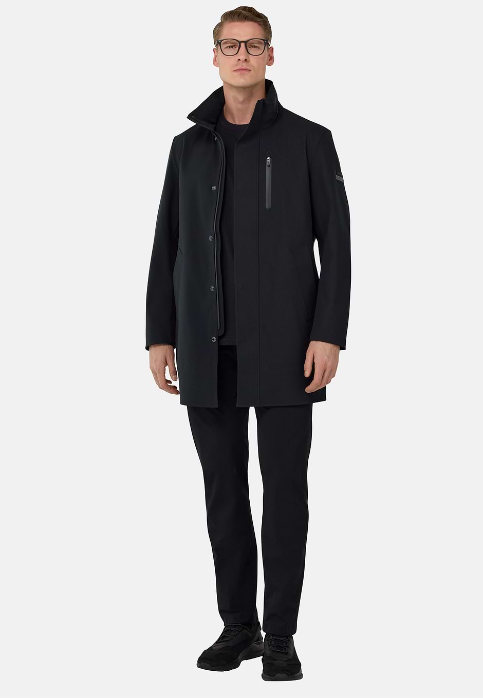 B Tech Technical Fabric Car Coat, Black, hi-res