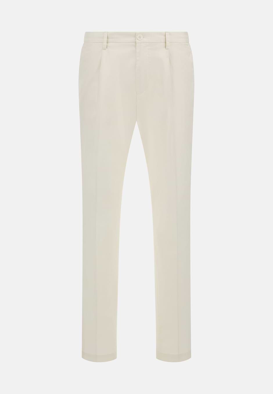 Pantalon en Coton Extensible avec Pinces, Blanc, hi-res