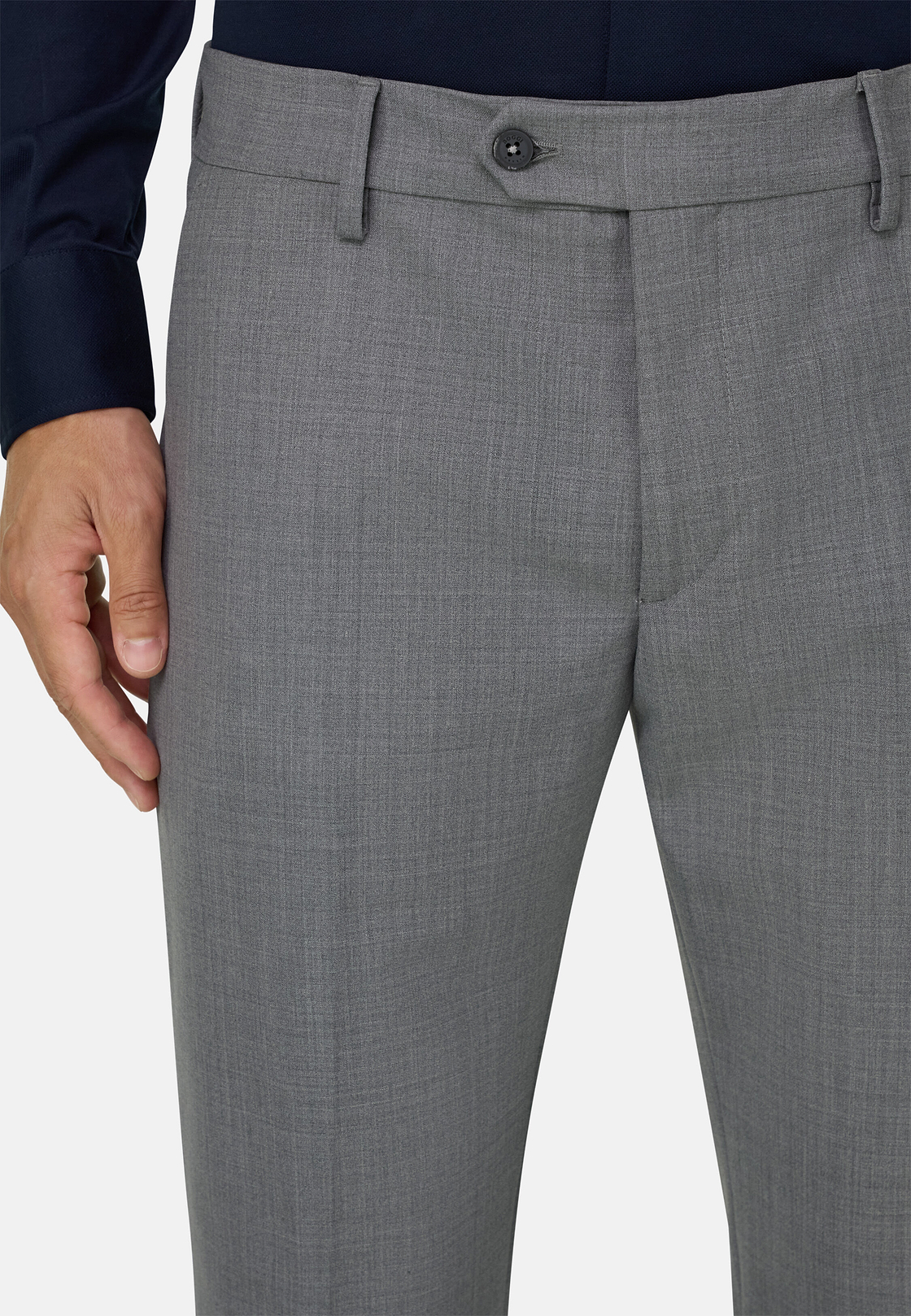 Washable Wool Stretch Trousers, Grey, hi-res, 3