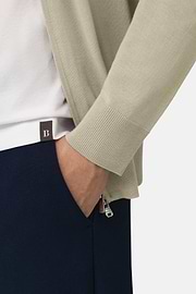 Full-Zip Jumper in Superfine Wool, Sand, thumb, 4