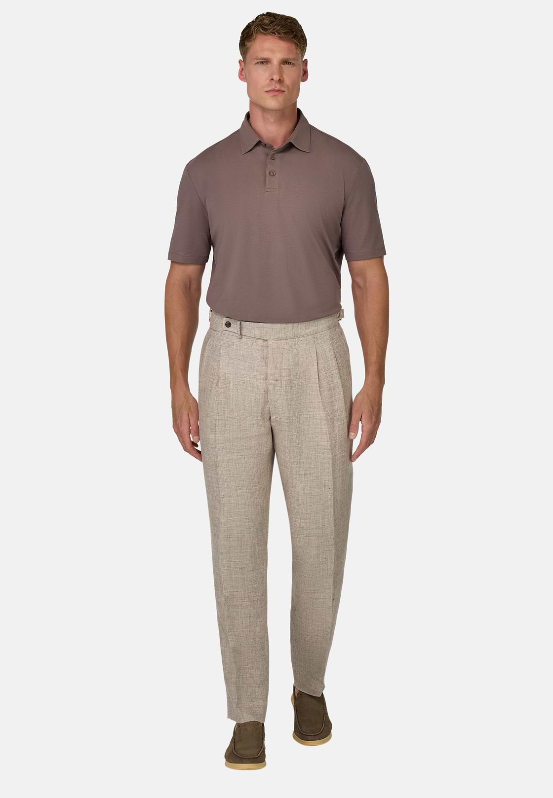 Polo Shirt In Stretch Supima Cotton, Taupe, hi-res
