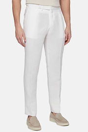 Pantalon En Pur Lin, Blanc, hi-res