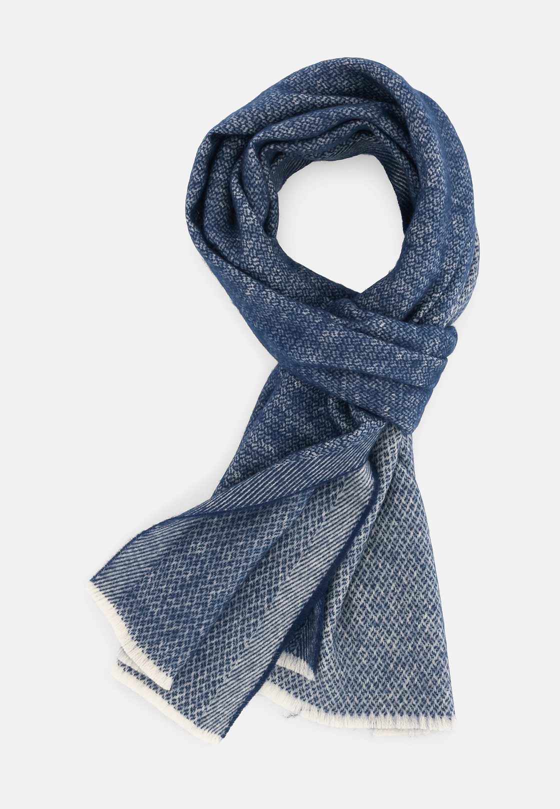 Scarf Micro Structured Jacquard Wool, Blue, hi-res, 2