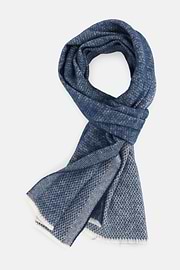 Scarf Micro Structured Jacquard Wool, Blue, thumb, 2