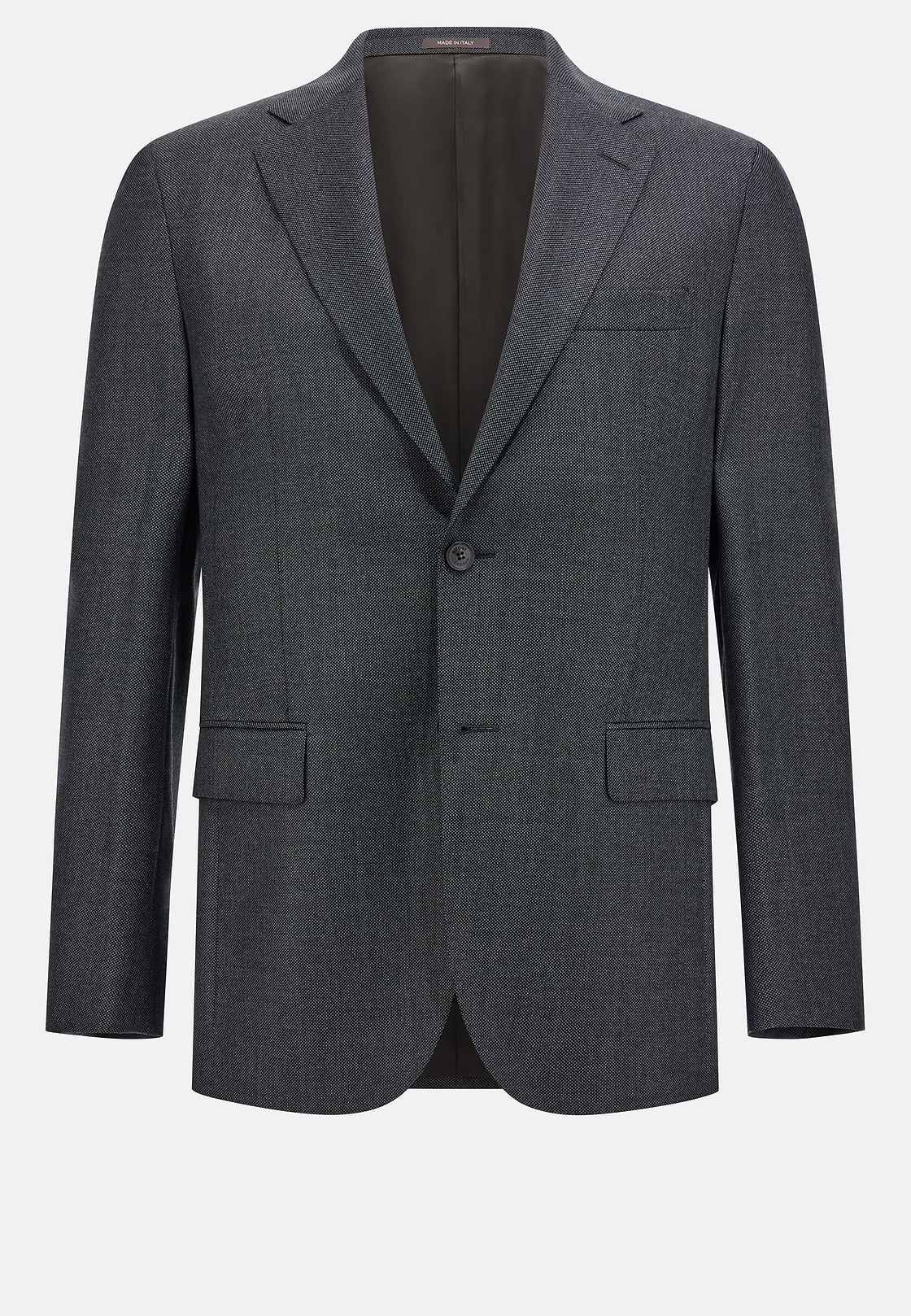 Pure Wool Bird's Eye Jacket, Medium grey, hi-res