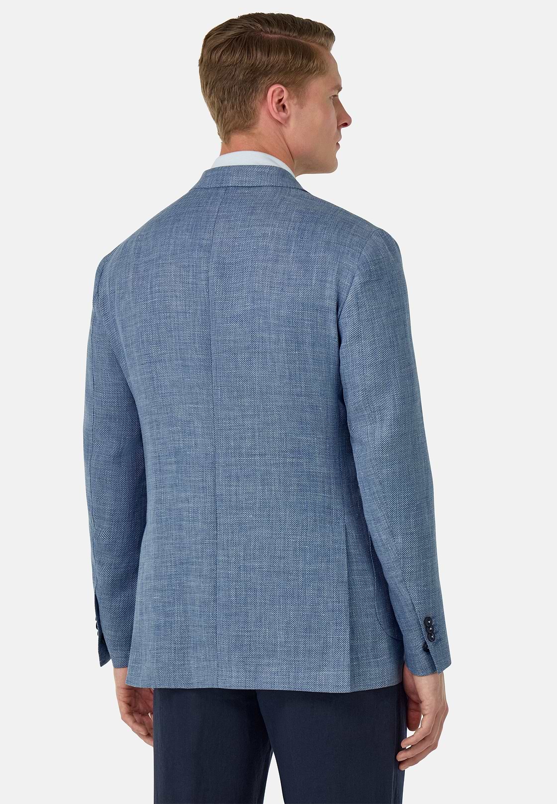 Linen and Wool Jacket, Light Blue, hi-res