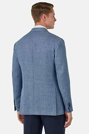 Linen and Wool Jacket, Light Blue, hi-res