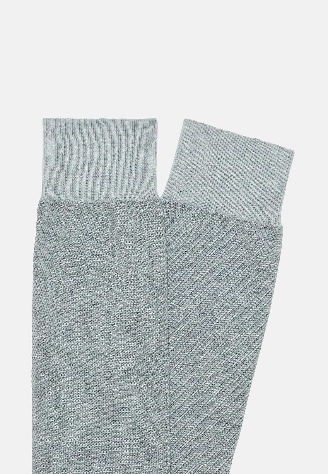 Chaussettes Motif Oxford En Coton Bio, Gris, hi-res