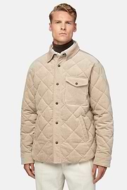 Chaqueta Bomber De Terciopelo De Algodón Acolchado, Beige, hi-res